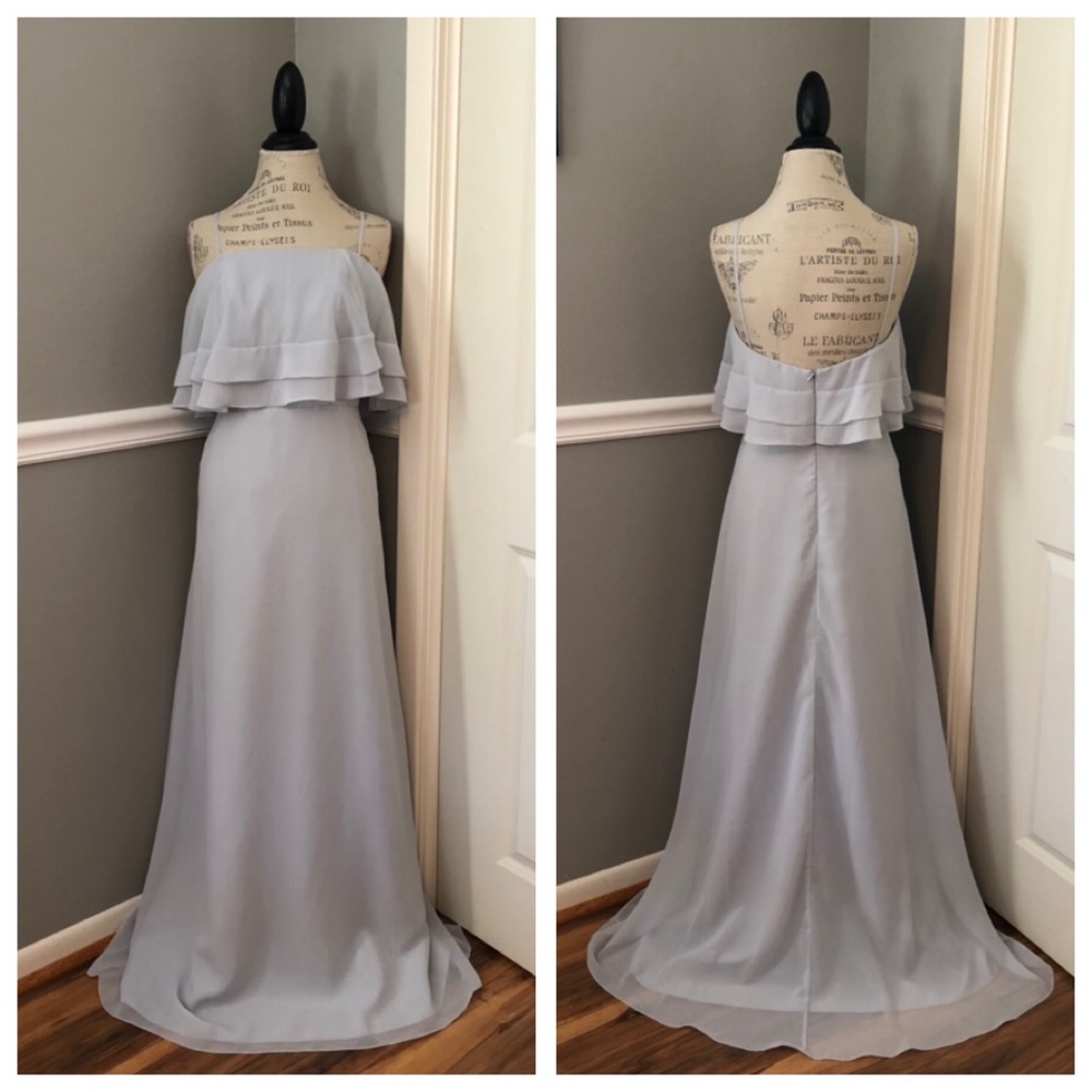 NEW SORELLA VITA SZ 12 ARTIC BLUE CHIFFON FORMAL EVENING GOWN